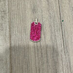 David Yurman Pink Sapphire Sterling Silver Chevron Dog Tag